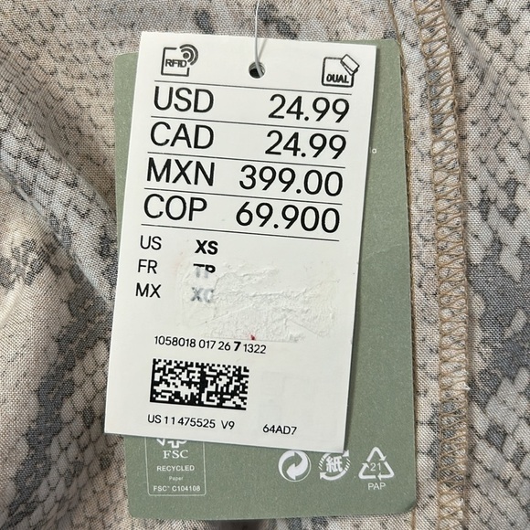 NWT H&M snake print tunic dress size XS - Picture 8 of 10